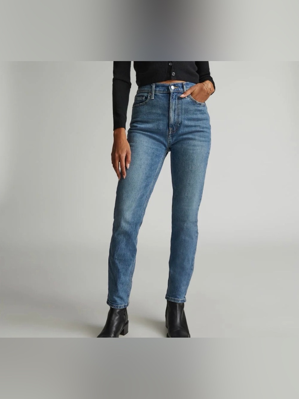 Everlane High-Rise Cheeky Straight Jeans - Medium Blue 8R